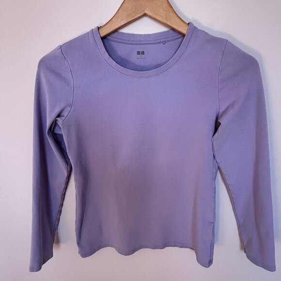 Uniqlo Long-Sleeve Crew Neck T-Shirt in Lavender - Picture 1 of 5